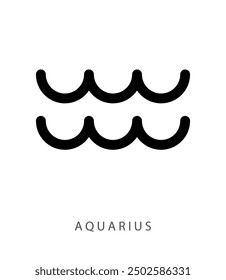 Aquarius, eleventh astrological sign of the zodiac, minimalistic  waves vector illustration, symbol for water bearer