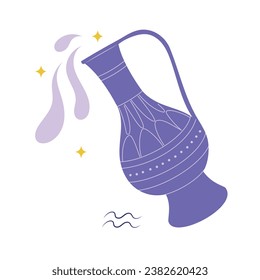 Aquarius, eleventh zodiac sign in Astrology. Isolated vector illustration in flat design