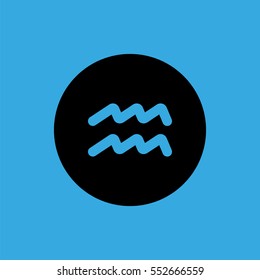 Aquarius flat icon. Astrology symbol vector illustration. Flat zodiac sign. Isolated on a blue background. Horoscope predicts your destiny.
