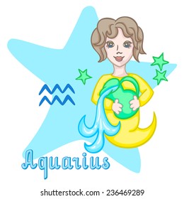 Aquarius Girl. Vector Zodiac Sign