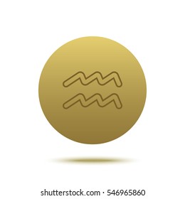 Aquarius golden icon. Astrology symbol vector illustration. Golden zodiac sign. Isolated on a white background. Horoscope predicts your destiny.