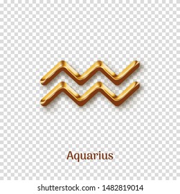 Aquarius Golden Zodiac Sign Shadow Isolated Stock Vector (Royalty Free ...