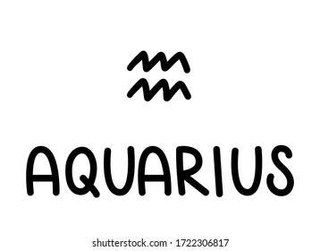 Aquarius Handwritten Name Icon Sign Zodiac Stock Vector (Royalty Free ...