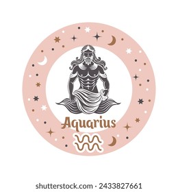 Aquarius horoscope sign. Element of zodiac astrology. Esoteric symbol for logo or icon. Vector
