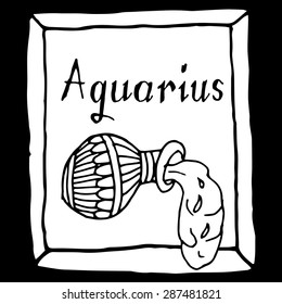 Aquarius horoscope sign vectorized hand draw