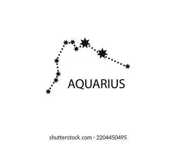 Aquarius Horoscope Symbol. Zodiac Constellation with Stars. Night Sky map. Vector illustration of Astrological signs 
for calendar, horoscope isolated on a background 
