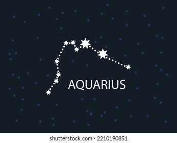 Aquarius Horoscope Symbol. Zodiac Constellation with Stars. Night Sky map. Vector illustration of Astrological signs 
for calendar, horoscope isolated on a background 
