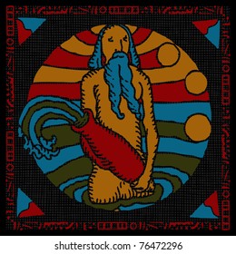 Aquarius horoscope woodcut