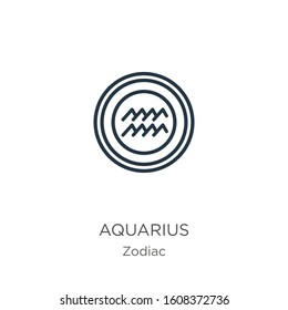 Aquarius icon. Thin linear aquarius outline icon isolated on white background from zodiac collection. Line vector sign, symbol for web and mobile