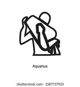 Aquarius linear icon vector on white background. Black icon illustration
