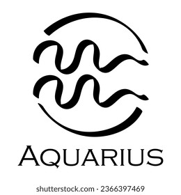 Aquarius with name. Horoscope with 12 or 13 zodiac signs. Astrology, fortune telling, constellation, stars, ascendant. Casual style with black strokes