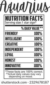 Aquarius Nutrition Facts - Zodiac Qualities