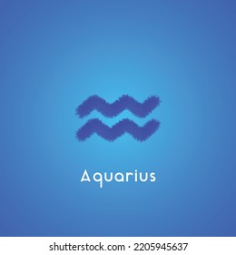 Aquarius power color zodiac horoscope soft fur vector design illustration with editable gradient background	