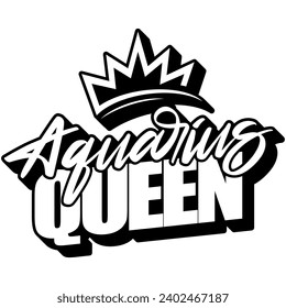 aquarius queen black vector graphic design and cut file