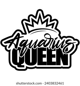 aquarius queen black vector graphic design and cut file