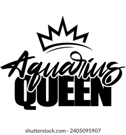 aquarius queen black vector graphic design and cut file 