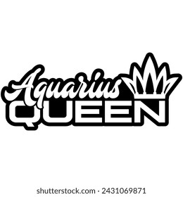 aquarius queen black vector graphic design and cut file