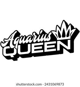 aquarius queen black vector graphic design and cut file