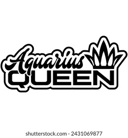 aquarius queen black vector graphic design and cut file