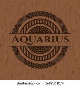 Aquarius retro wood emblem. Vector Illustration.