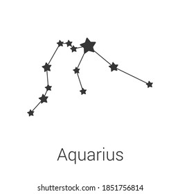 Aquarius sign constellation isolated vector icon on white background. Single separate constellation with name