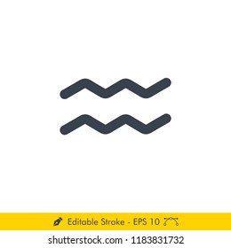 Aquarius sign Icon / Vector Set - In Line / Stroke Design