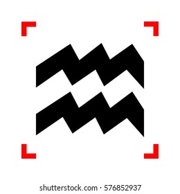 Aquarius sign illustration. Black icon in focus corners on white background. Isolated.