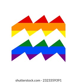 Aquarius sign illustration. Rainbow gay LGBT rights colored Icon at white Background. Illustration.