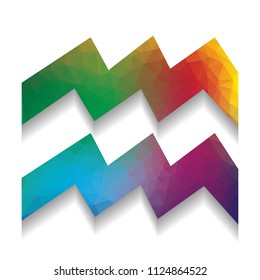 Aquarius sign illustration. Vector. Colorful icon with bright texture of mosaic with soft shadow on white background. Isolated.