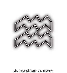 Aquarius sign illustration. Vector. Double contour black icon with soft shadow at white background. Isolated.
