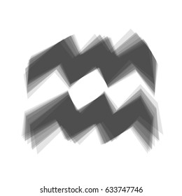 Aquarius sign illustration. Vector. Gray icon shaked at white background.