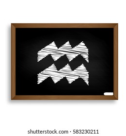 Aquarius sign illustration. White chalk icon on black school boa