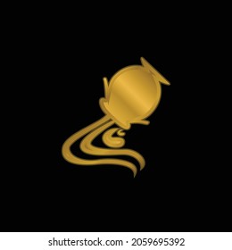 Aquarius Sign Symbol gold plated metalic icon or logo vector