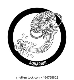 Aquarius Sign In Zentangle 
