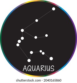 Aquarius Star Map with Black background, horoscope 