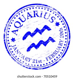 "AQUARIUS" Star sign rubber stamp illustration