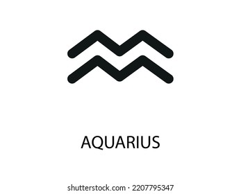 Aquarius Symbol of the Horoscope. Zodiac Sign. Vector illustration of black Astrological signs 
for calendar, horoscope isolated on a background 
