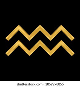Aquarius symbol on black background. Vector illustration.