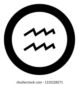 Aquarius symbol zodiac icon black color in round circle