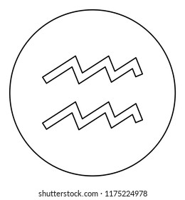 Aquarius symbol zodiac icon black color in round circle outline
