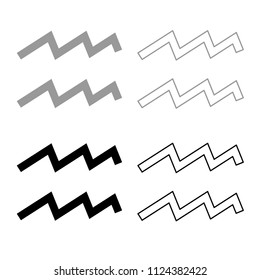 Aquarius symbol zodiac icon outline set grey black color