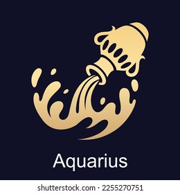 símbolo acuario del signo zodiaco en el elemento vector aislado de estilo oro de lujo para ilustración