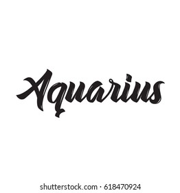 aquarius, text design. Vector calligraphy. Typography poster. Usable as background.