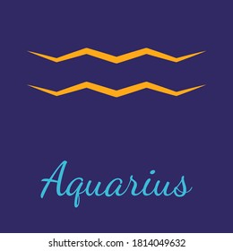 Aquarius vector zodiac icon. Astrological signs with name. Graphic element for print designs - calendar, poster, sky map, sticker 