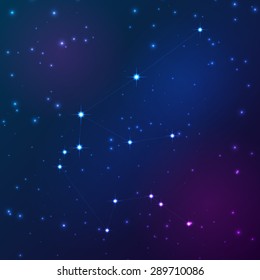 Aquarius vector Zodiac sign bright stars in cosmos