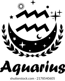 Aquarius vector. Zodiac sign design.