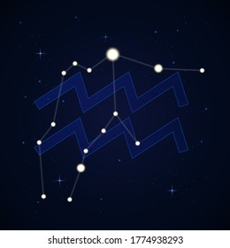 Aquarius Water Bearer Constellation Zodiac Sign Stock Vector (Royalty ...