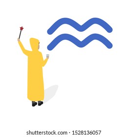 Aquarius web icon Flat cartoon character isolated on white background