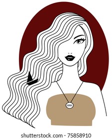 Aquarius Woman Horoscope And Zodiac Sign Illustration