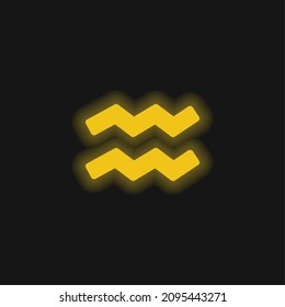 Aquarius yellow glowing neon icon